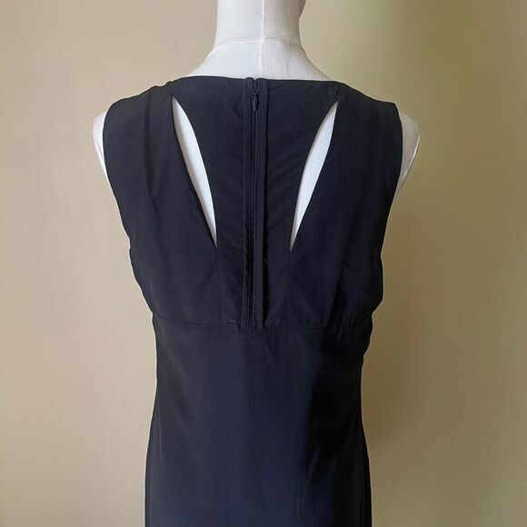 Cynthia Rowley 100% Silk Black Shift Dress Size 4 Cut Out Back Detail‎ - Picture 6 of 9